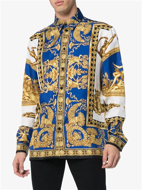 versace buttercream silk shirt|versace blue t shirt.